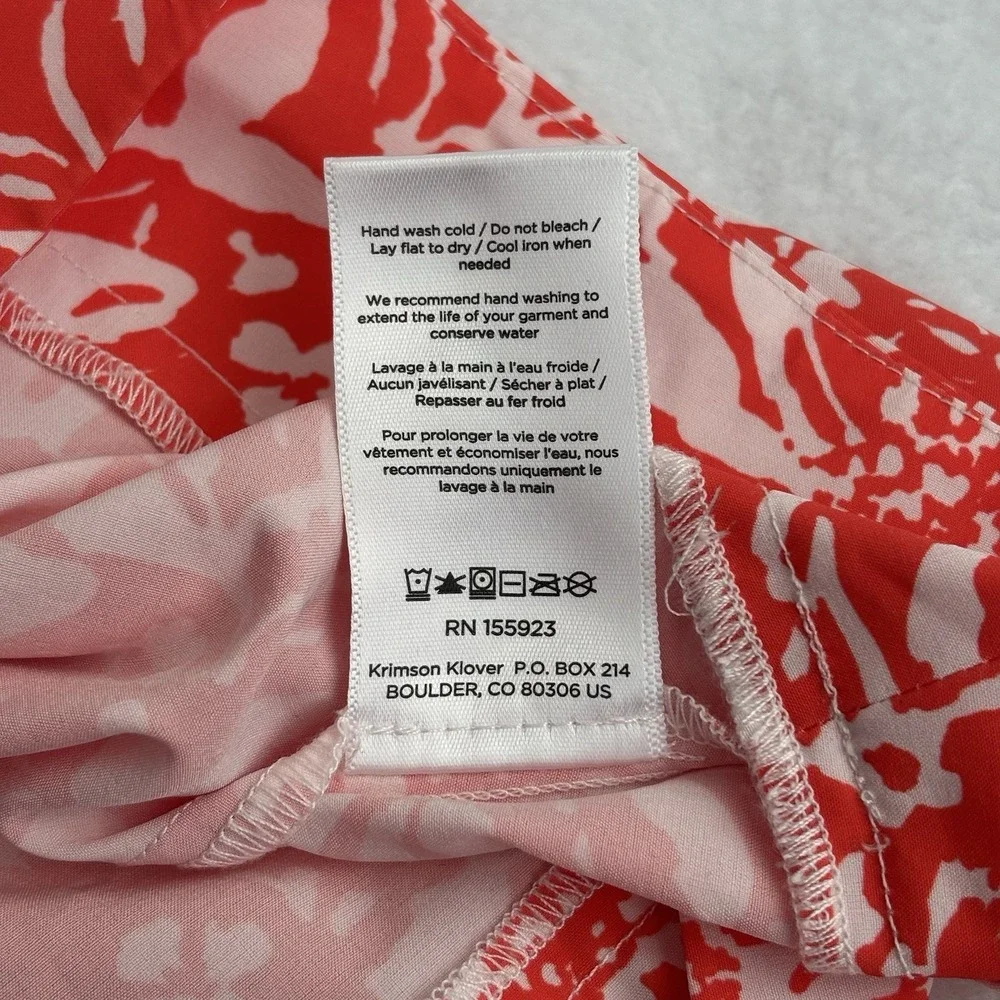 Krimson Klover Dress Tropical Built in Bra Coral Orange Pockets Sporty Sz Large - Picture 8 of 12